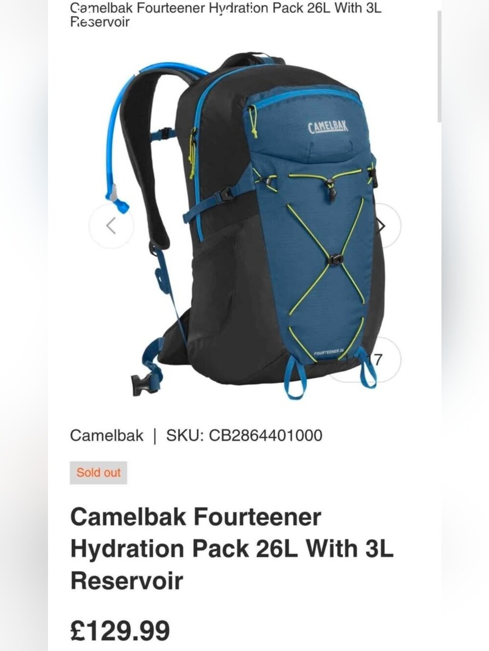 Camelbak Fourteener Hiking Hydration Pack 26L With 3L Reservoir Blue/Black NEW! - Picture 4 of 4